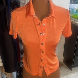 Melón cantaloupe color stretchy snap top